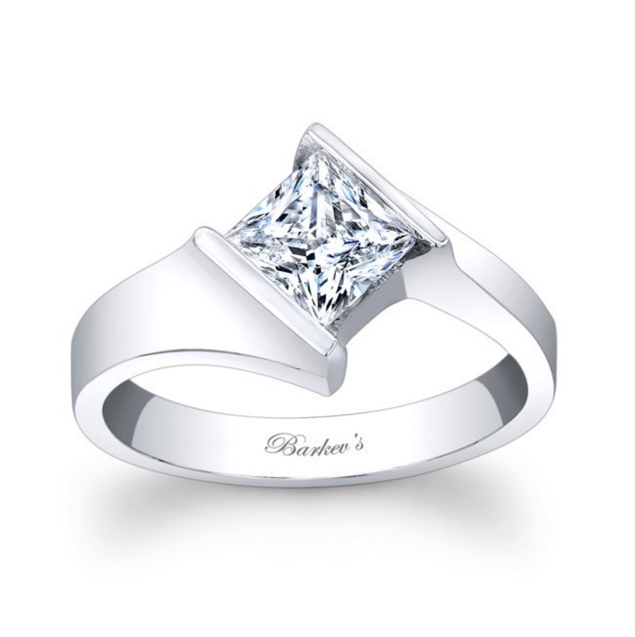 Princess Cut Solitaire Ring - 14K White Gold