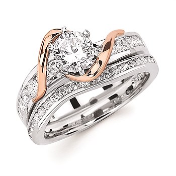 Diamond Engagement Ring - Ostbye 3/4 Ct. Round Center Diamond in 14K White & Rose Gold