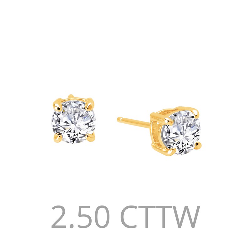 Simulated Diamond Earring - Gold Plated Sterling Silver 2.50 CTTW