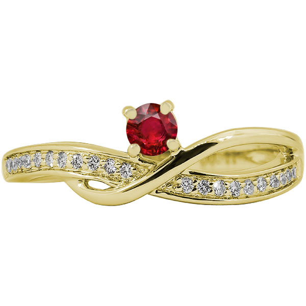 Fashion Ruby Ring w/ Twist 