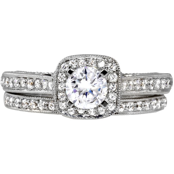 Diamond Bridal Set - Semi-Mount Diamond 14k White Gold