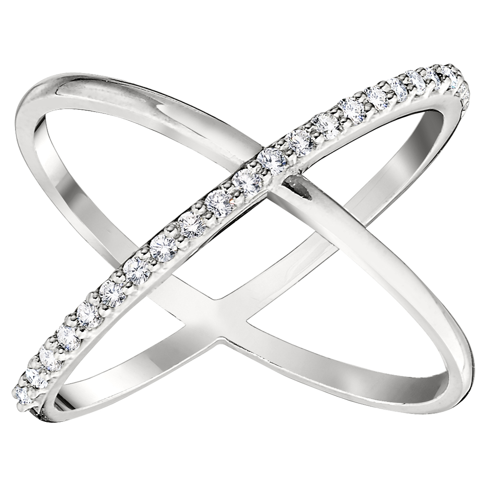 X Shaped Diamond Fashion Ring