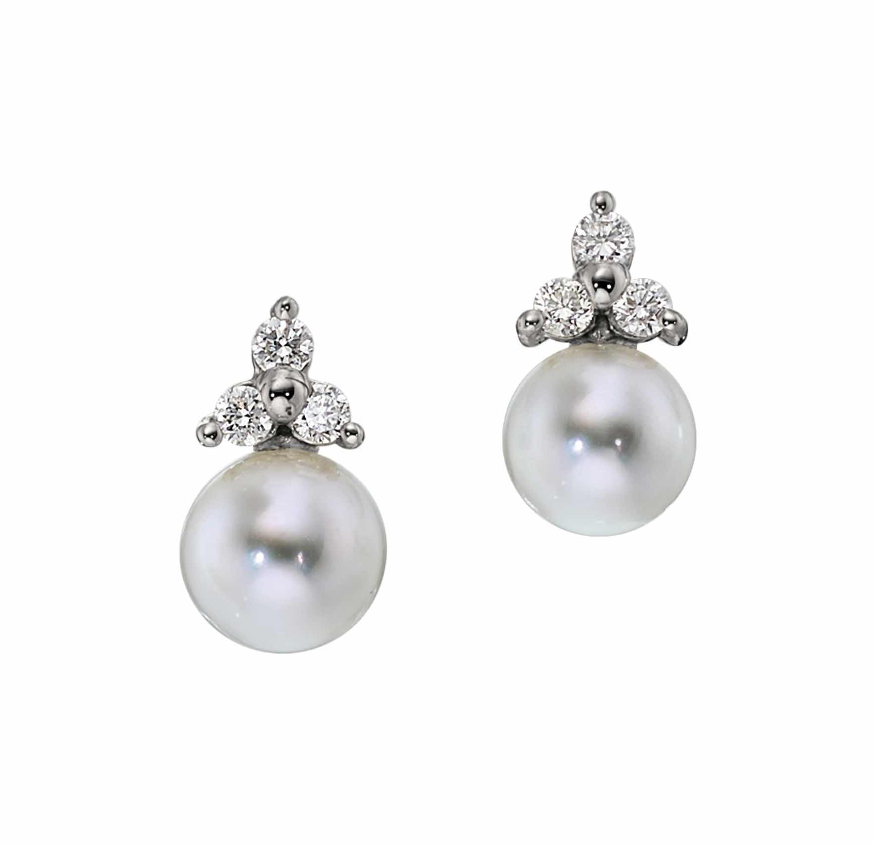 Cultured Pearl Earrings with Diamonds