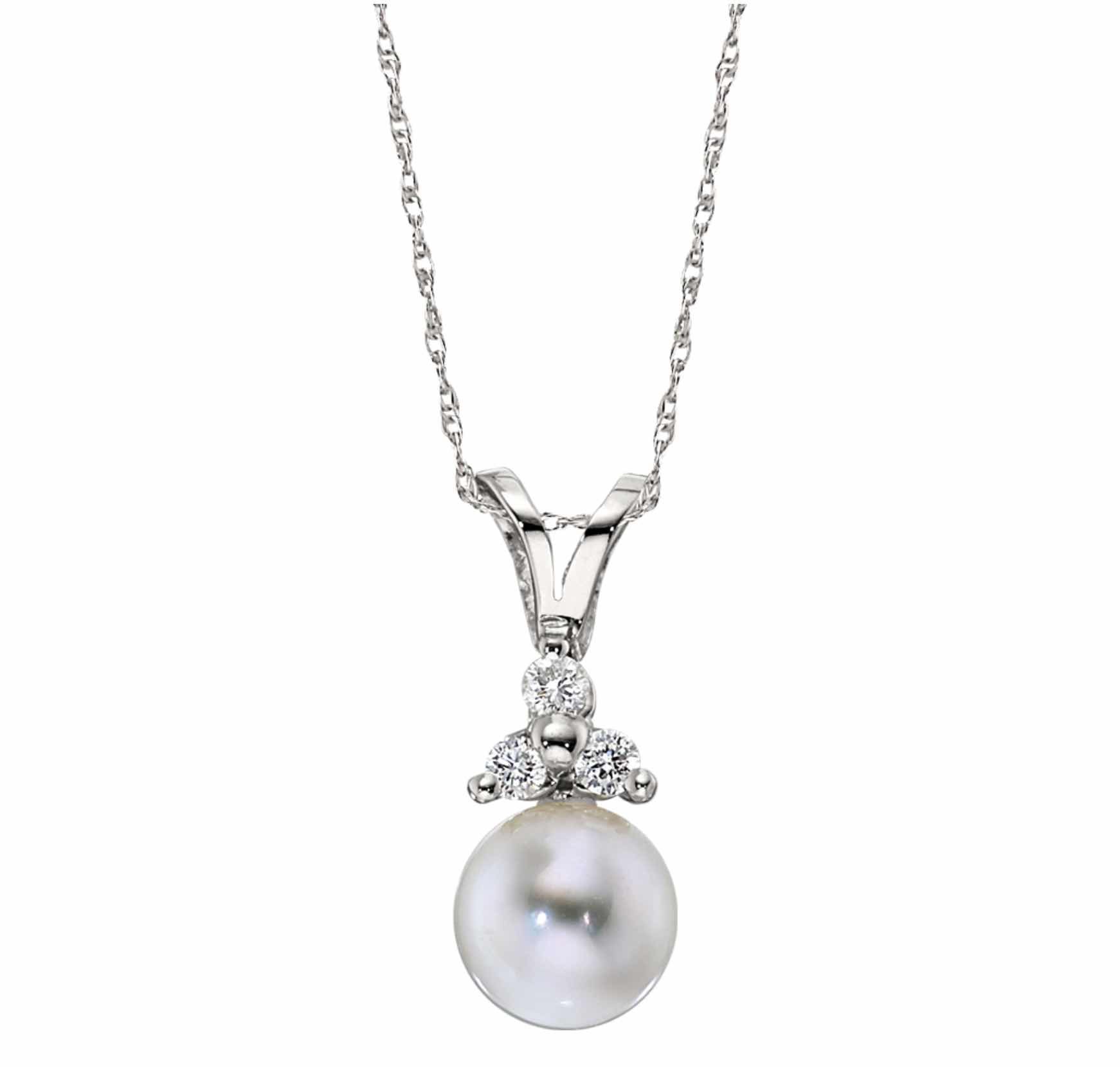 Pearl Drop Necklace- Diamond