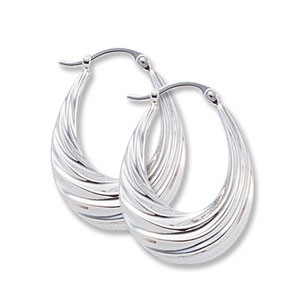 Deep Swirls Hoops in Silver