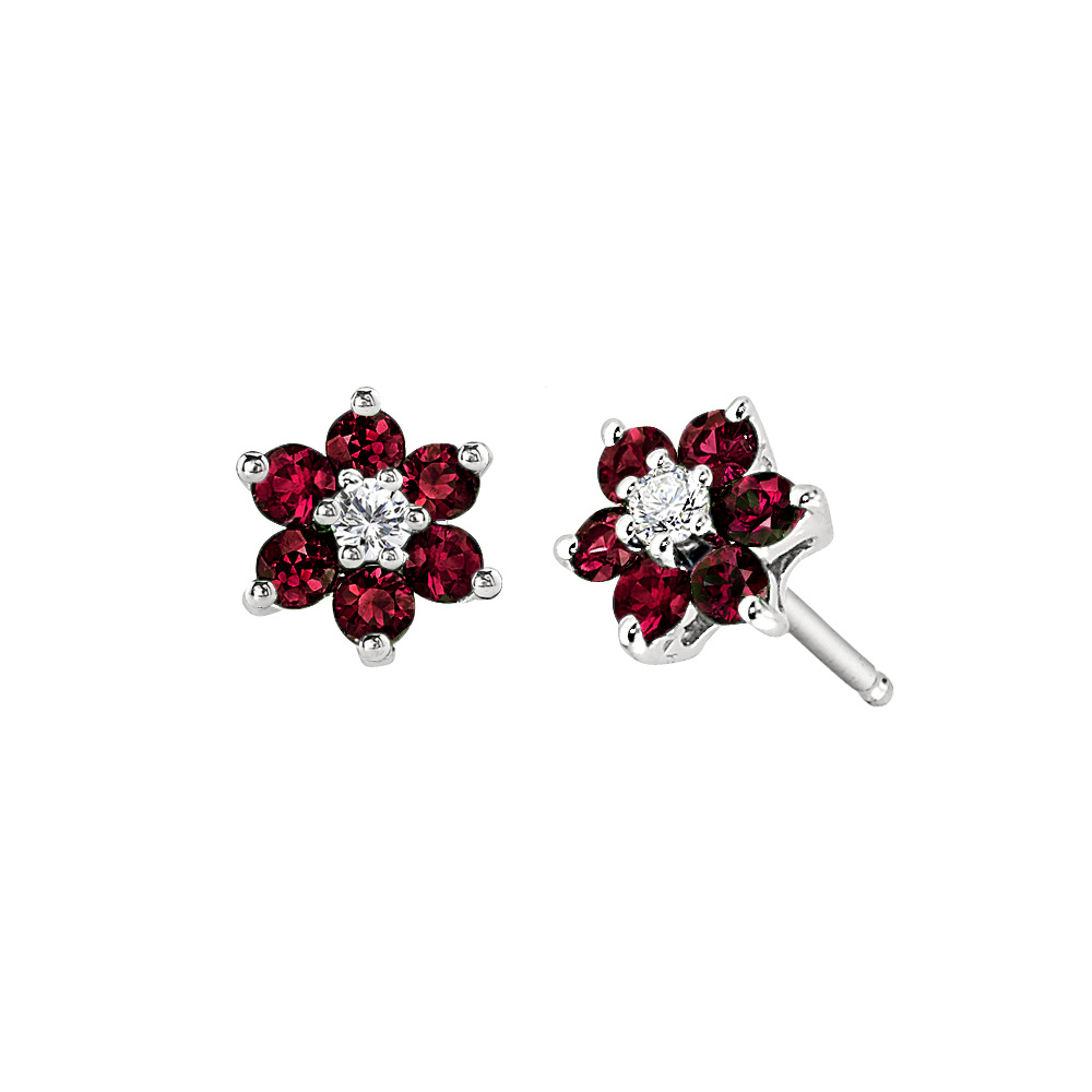 Ruby Flower Earrings