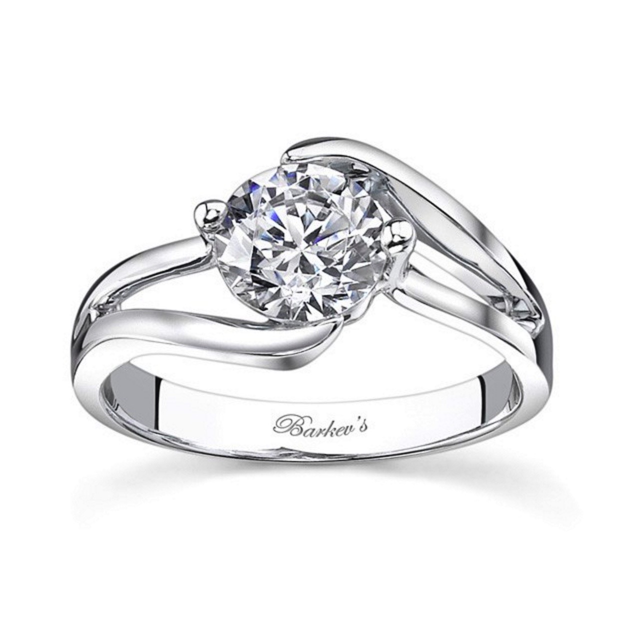 Diamond Engagement Ring - Barkev 14K White Gold Round Solitare