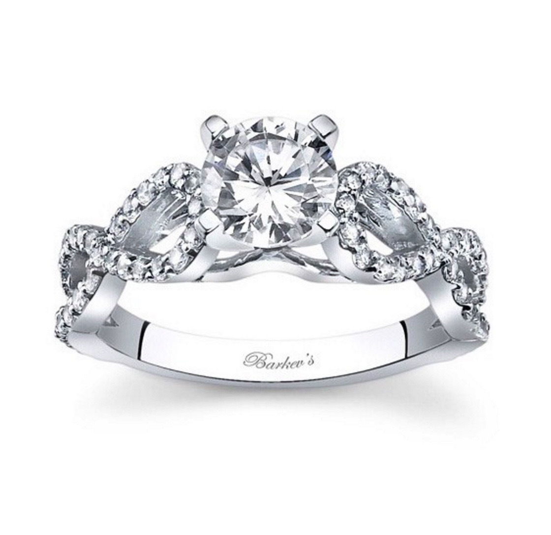 Diamond Engagement Ring - Barkev 14K White Gold Round