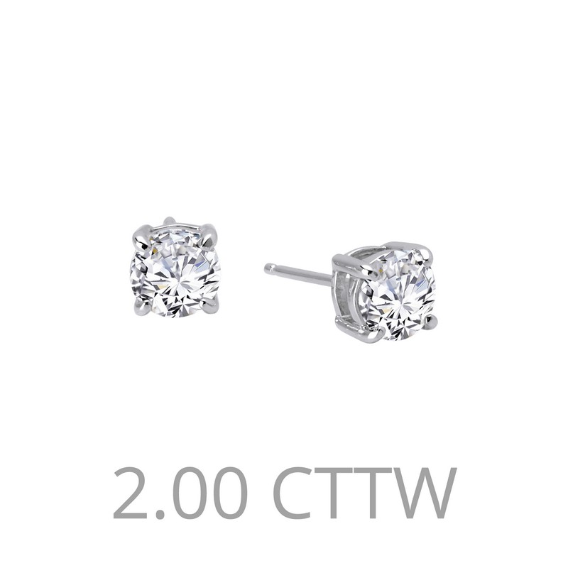 Simulated Diamond Earring - Sterling Silver 2.00 CTTW