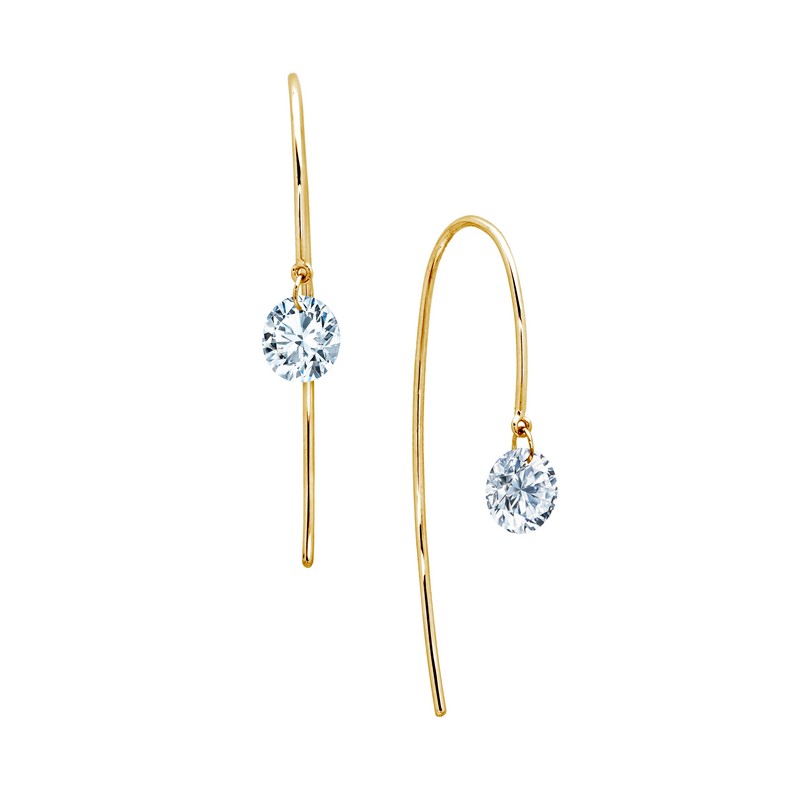 Simulated Diamond Earring - One-Carat Lassaire Simulated Diamond Sterling Silver with Gold