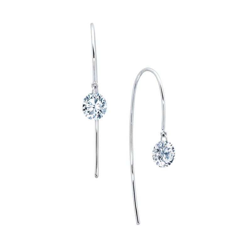 Simulated Diamond Earring - One-Carat Lassaire Simulated Diamond Sterling Silver