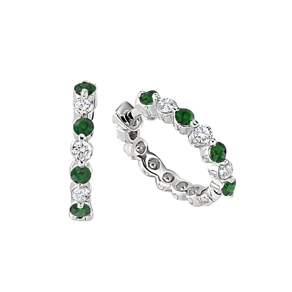 Emerald & Diamond Hoop Earrings