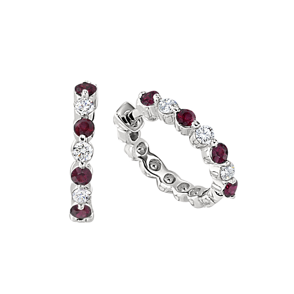 Ruby & Diamond Hoop Earrings